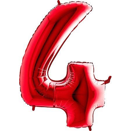 Balón foliový číslice ČERVENÁ - RED 102 cm - 4