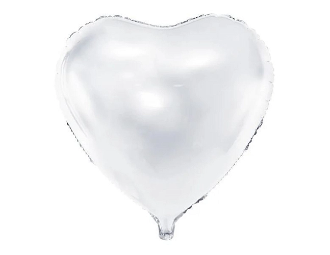 Fóliový balón srdce bílé - Svatba - Valentýn - 60 cm