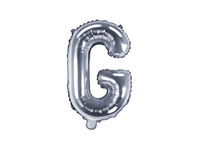 Balón foliový písmeno 'G', 35cm, STŘÍBRNÝ (NELZE PLNIT HELIEM)