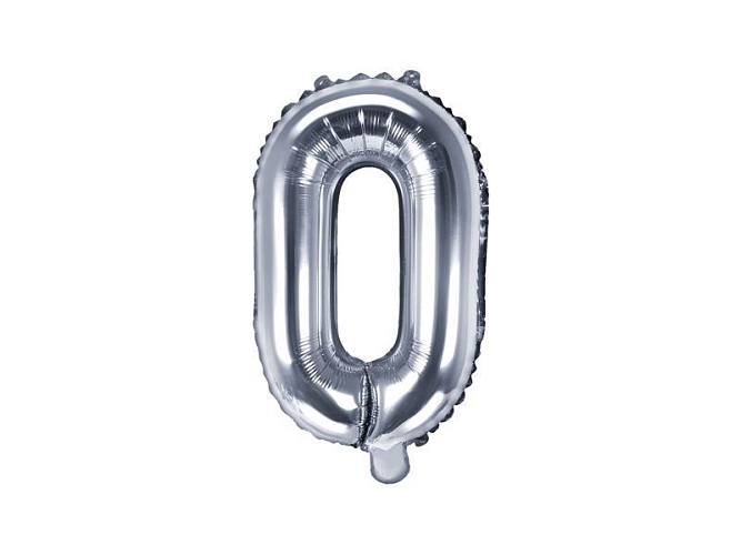Balón foliový písmeno 'O', 35cm, STŘÍBRNÝ (NELZE PLNIT HELIEM)