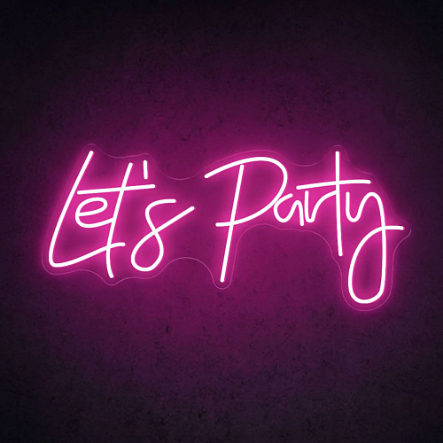 LED Neon svítící dekorace - Let´s party - růžový - PRONÁJEM