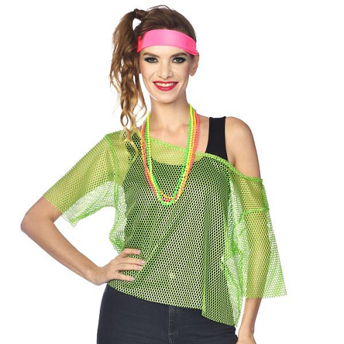 Zelené siťované retro tričko - neon - 80.léta - disco