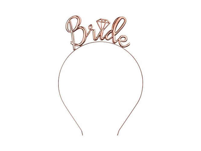 Čelenka Bride - Nevěsta - růžovo zlatá (rose gold) - Rozlučka se svobodou