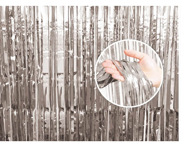 PÁRTY ZÁVĚS STŘÍBRNÝ - SILVER - Silvestr - 90 x 240 cm