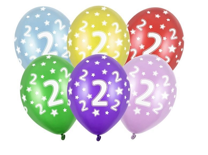 Silné Balónky 30cm metalické mix - narozeniny - Birthday No.2