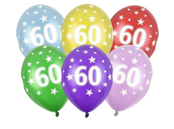 Silné Balónky 30cm metalické mix - narozeniny - Birthday No.60