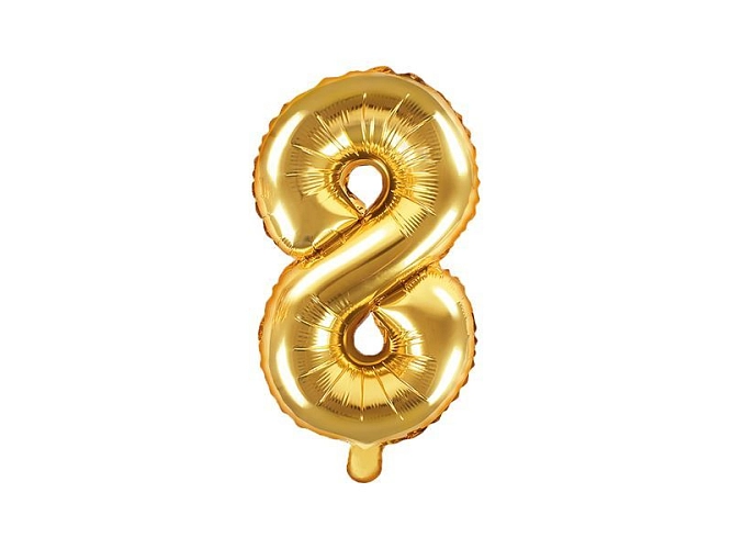 Balón foliový číslice ZLATÁ 35 cm -8 ( NELZE PLNIT HELIEM )