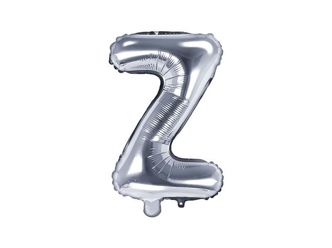 Balón foliový písmeno 'Z', 35cm, STŘÍBRNÝ (NELZE PLNIT HELIEM)