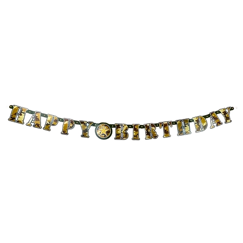 Girlanda narozeniny - Happy Birthday - maskáč - ARMY - voják - 160 cm