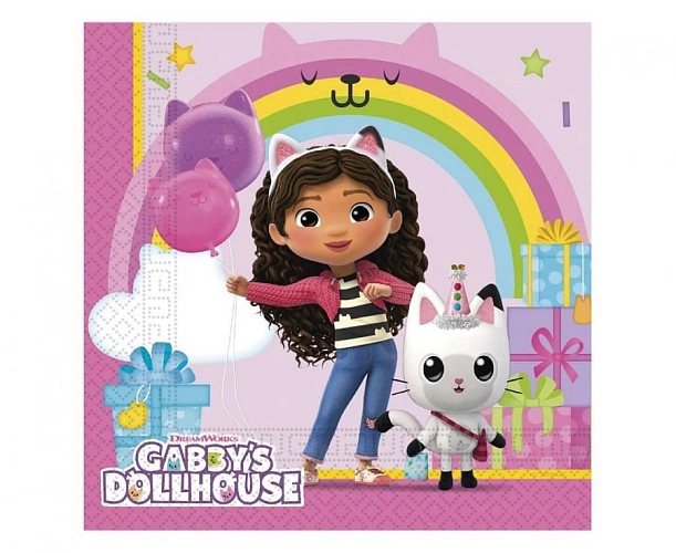 Papírové ubrousky Gábinin kouzelný domeček - Gabby's Dollhouse - 33x33 cm - 20 ks