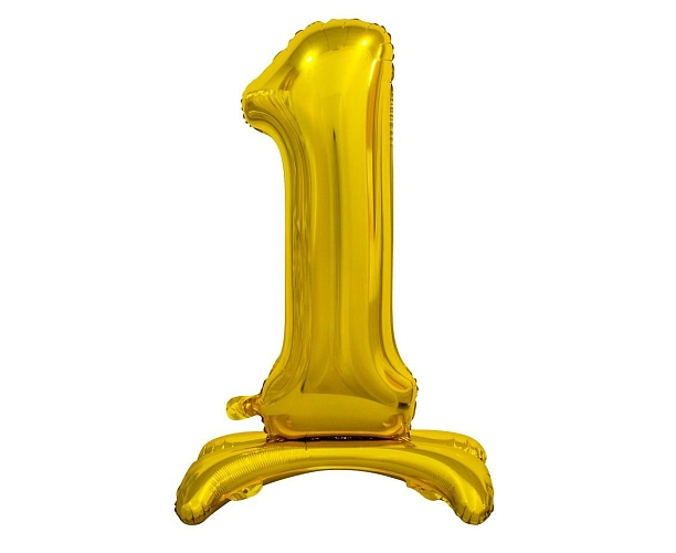 Balón foliový číslice ZLATÁ  na podstavci , 74 cm - 1