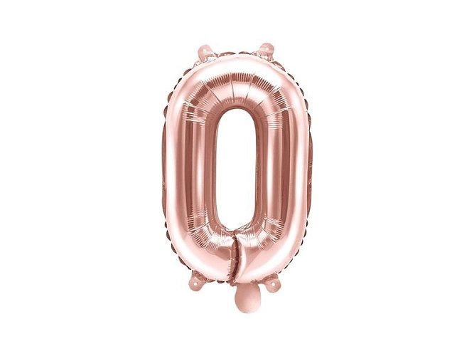 Balón foliový číslice RŮŽOVO ZLATÁ - ROSE GOLD 35 cm - 0 ( NELZE PLNIT HELIEM )