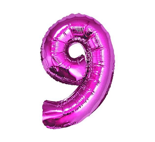 Balón foliový číslice RŮŽOVÁ 35 cm - 9  ( NELZE PLNIT HELIEM )