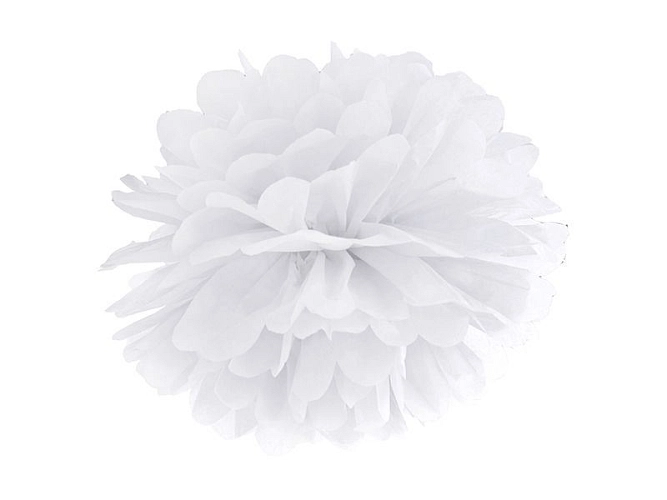 PAPÍROVÝ POMPOM 35cm - BÍLÁ