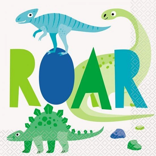 Papírové ubrousky Dinosaurus modrozelené - 32 x 32 cm - 16 ks