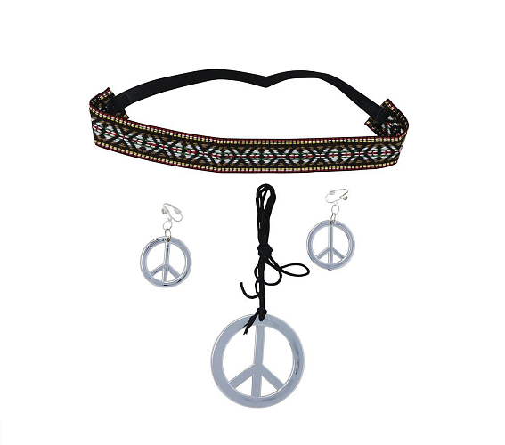 Hippie - Hipís sada přívěšek + náušnice - 3 ks - 60.léta