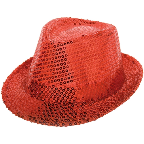 Klobouk červený s flitry - disco - 80.léta