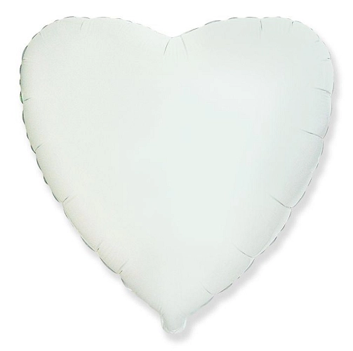 Balón foliový 45 cm  Srdce bílé - Valentýn / Svatba