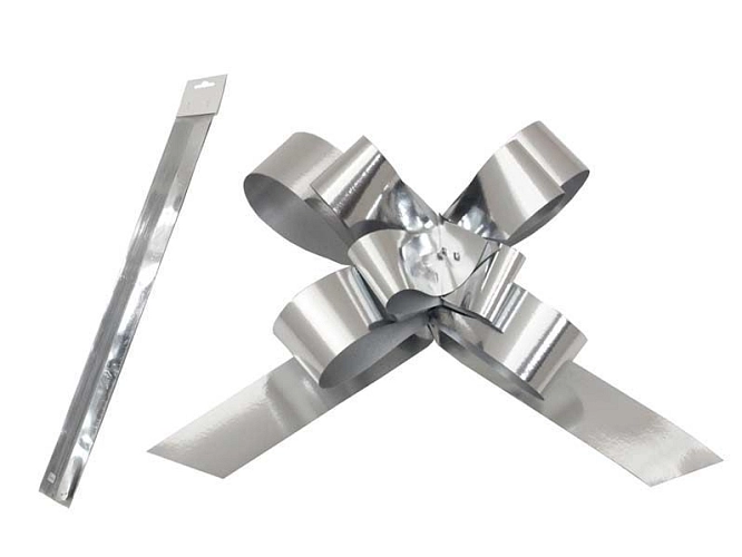 Dekorační stahovací stuha - metalická stříbrná - 1 ks