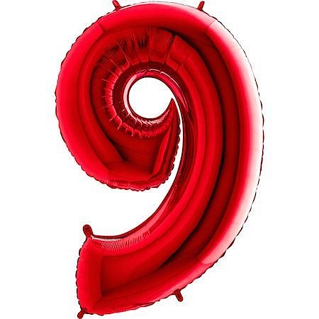 Balón foliový číslice ČERVENÁ - RED 102 cm - 9