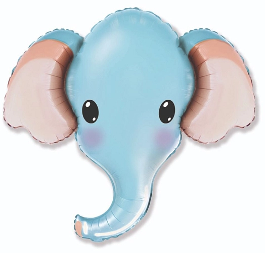 Fóliový balónek Slon - modrý - safari - Baby shower - 81 cm