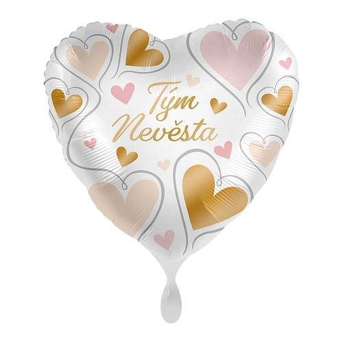 Balón foliový Tým Nevěsta - srdce - Rozlučka se svobodou - 43 cm
