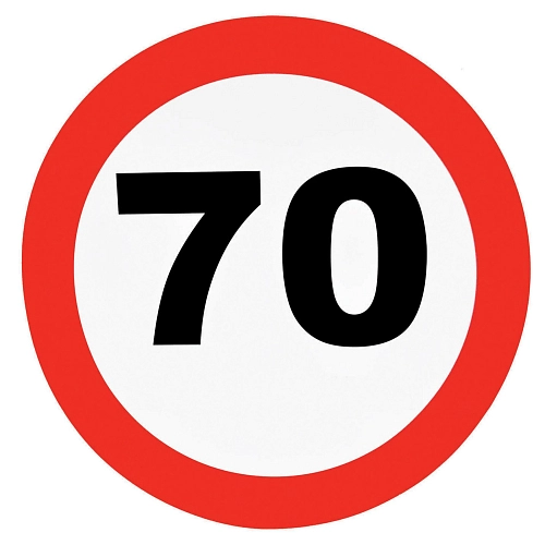 Dekorace dopravní značka 70 let - 50 cm