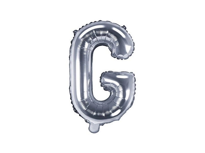 Balón foliový písmeno 'G', 35cm, STŘÍBRNÝ (NELZE PLNIT HELIEM)