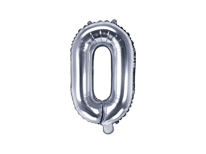 Balón foliový písmeno 'O', 35cm, STŘÍBRNÝ (NELZE PLNIT HELIEM)