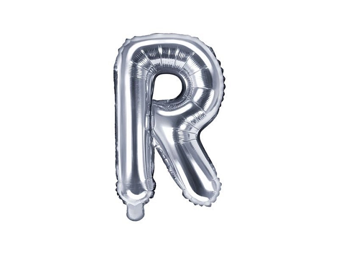 Balón foliový písmeno 'R', 35cm, STŘÍBRNÝ (NELZE PLNIT HELIEM)
