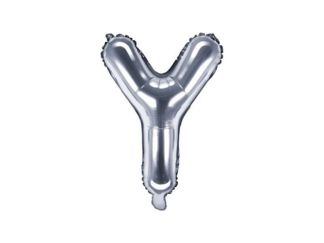 Balón foliový písmeno 'Y', 35cm, STŘÍBRNÝ (NELZE PLNIT HELIEM)