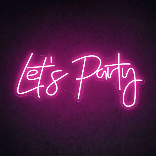 LED Neon svítící dekorace - Let´s party - růžový - PRONÁJEM