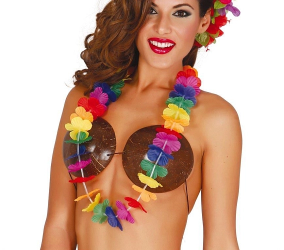 Havajský věnec - náhrdelník barevný - Hawaii - 90 cm