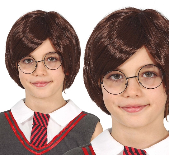 Hnědá paruka čaroděj - kouzelník Harry