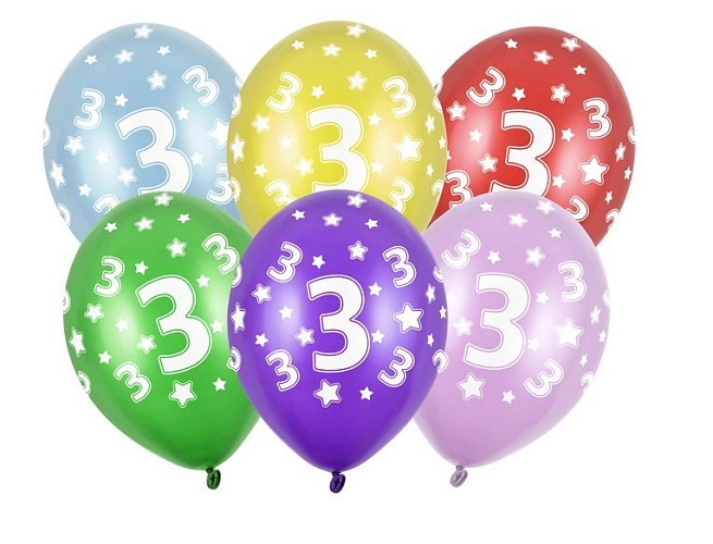 Silné Balónky 30cm metalické mix - narozeniny - Birthday No.3