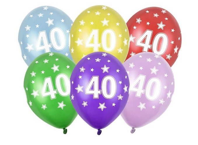 Silné Balónky 30cm metalické mix - narozeniny - Birthday No.40