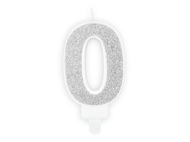 Narozeninová svíčka 0, stříbrná, 7cm