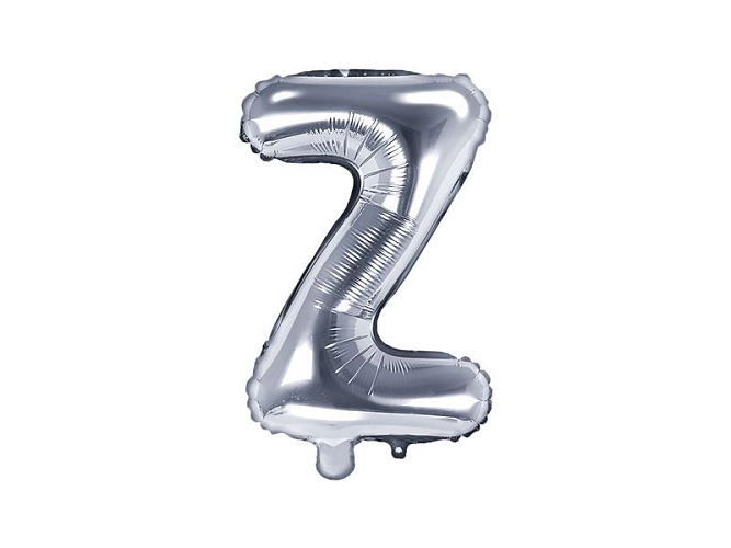 Balón foliový písmeno 'Z', 35cm, STŘÍBRNÝ (NELZE PLNIT HELIEM)