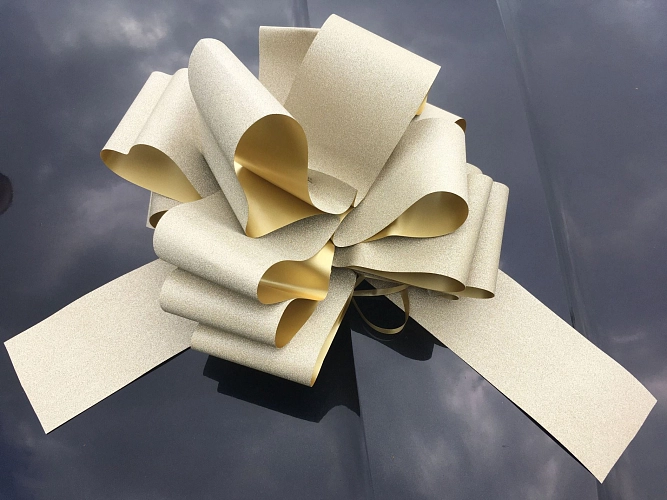 Mega mašle na auto, 35 cm  zlatá - gold
