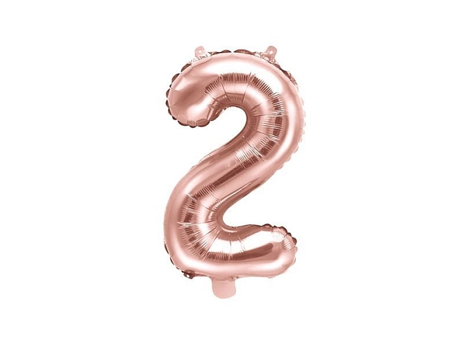 Balón foliový číslice RŮŽOVO ZLATÁ - ROSE GOLD 2 - 35 cm ( NELZE PLNIT HELIEM )