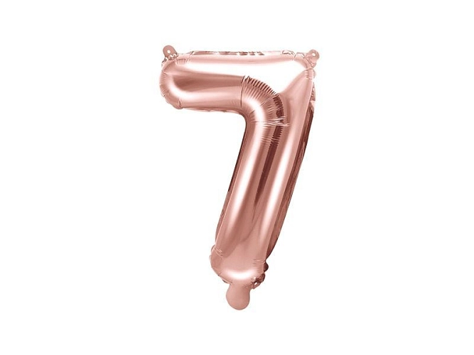 Balón foliový číslice RŮŽOVO ZLATÁ - ROSE GOLD 7 - 35 cm ( NELZE PLNIT HELIEM )
