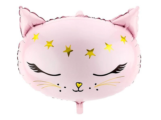 Balón foliový kočka - kočička - růžová - 48 cm
