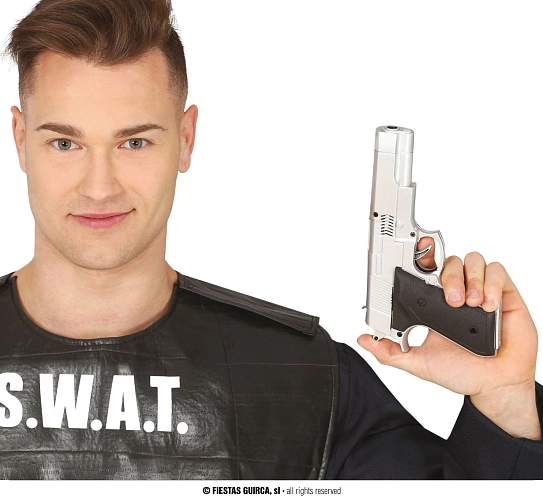 Policejní stříbrná pistole - puška - 21 cm