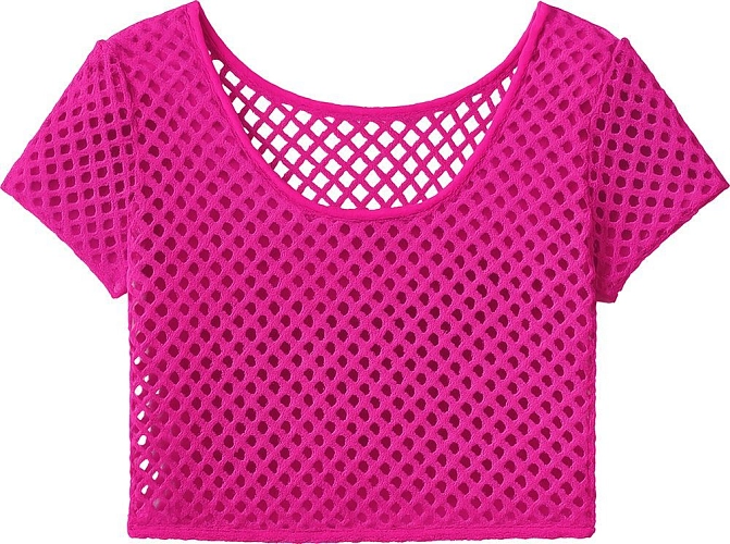 Růžové siťované retro tričko - neon - 80.léta - disco