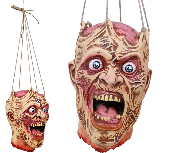 Závěsná dekorace - Hlava monstra - Halloween - 28 cm