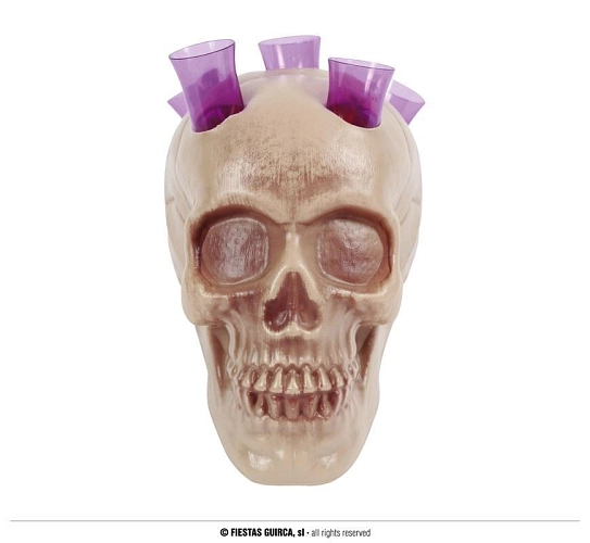 Dekorace plastová lebka s panáky - Halloween 20 cm