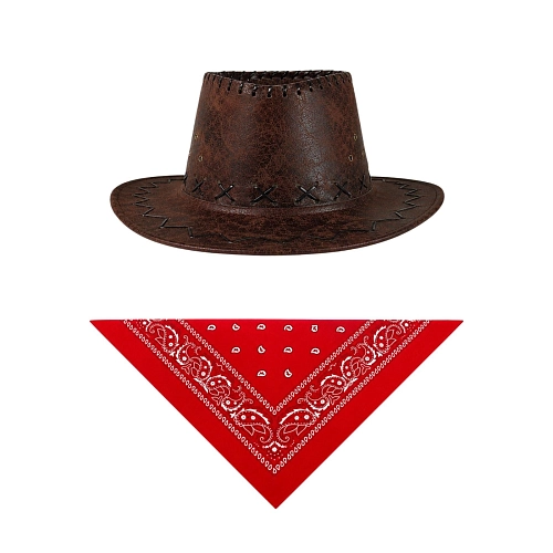 Dětská sada kovboj - klobouk - červený šátek - Western