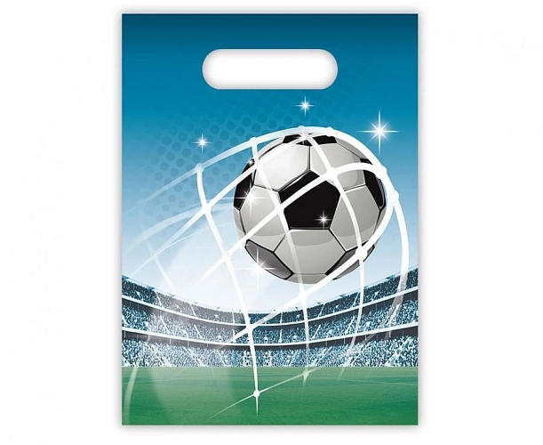 Dárkové tašky plastové FOTBAL - 17 x 23 cm - 6 ks