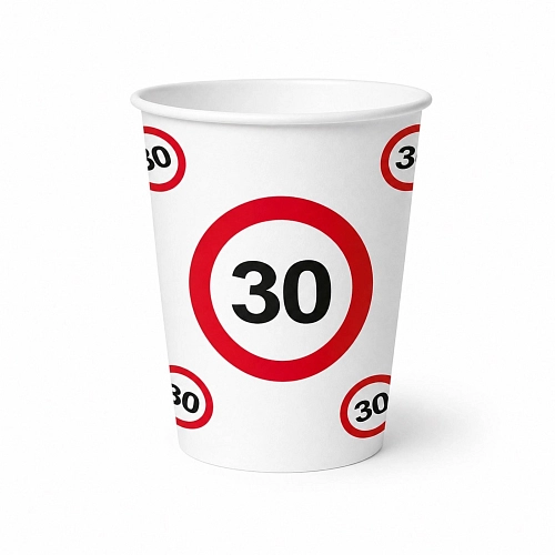 Kelímky dopravní značka 30 let , 350ml 8ks/bal.