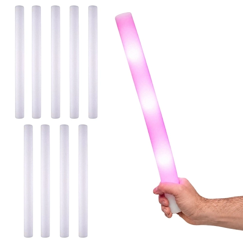 Párty LED pěnová tyč se světlem - růžová - 47 cm - 10 ks